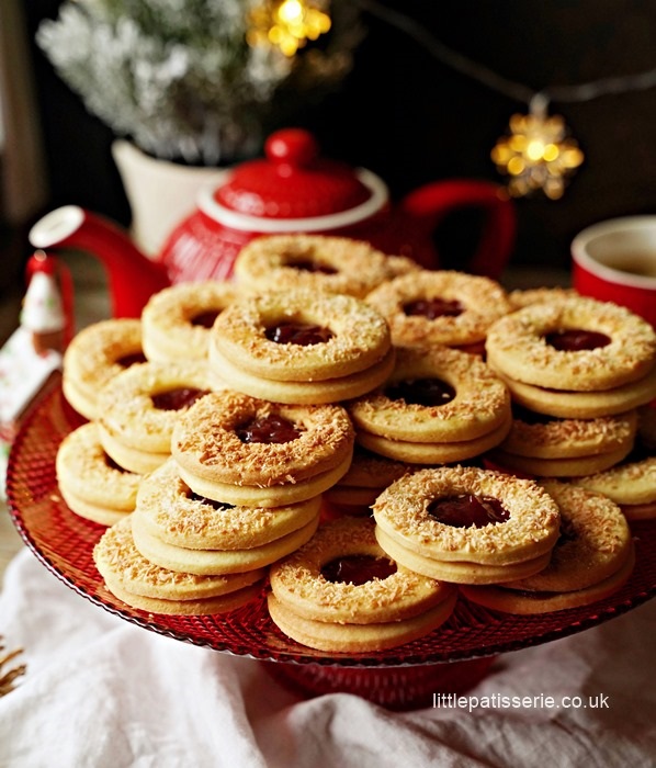 Delightful Shortbread Cookies for Christmas with Jam and Coconut